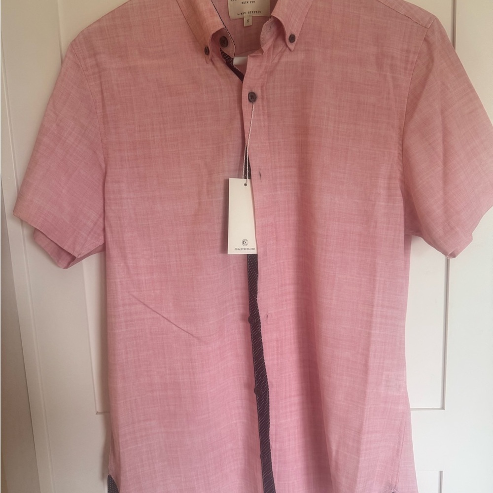 Men's Pink Button-Up Shirt by Construct SMALL